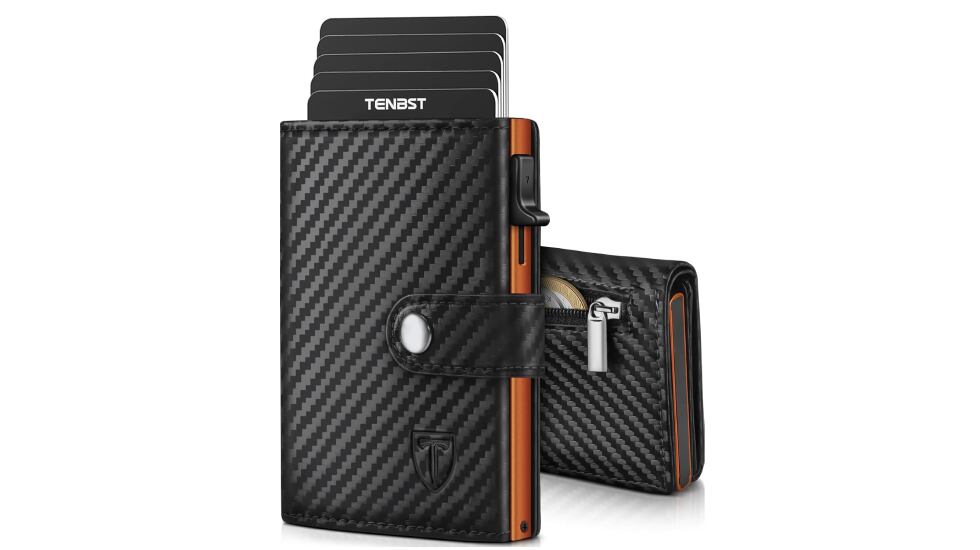 Cartera de fibra de carbono con bloqueo RFID.