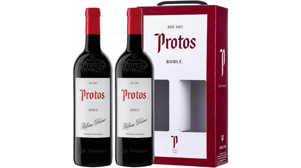 Estuche de vino Protos con dos botellas de Tempranillo.