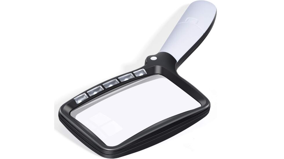 Lupa rectangular con cinco modos led.