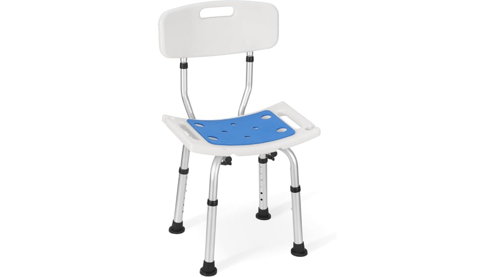 Silla de ducha ajustable de seis alturas.