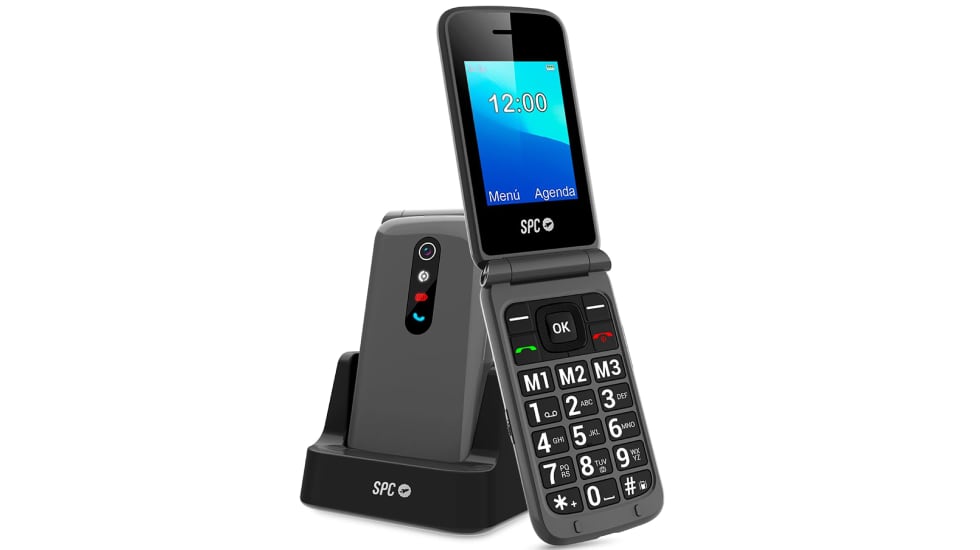 Teléfono móvil con tapa para personas mayores.