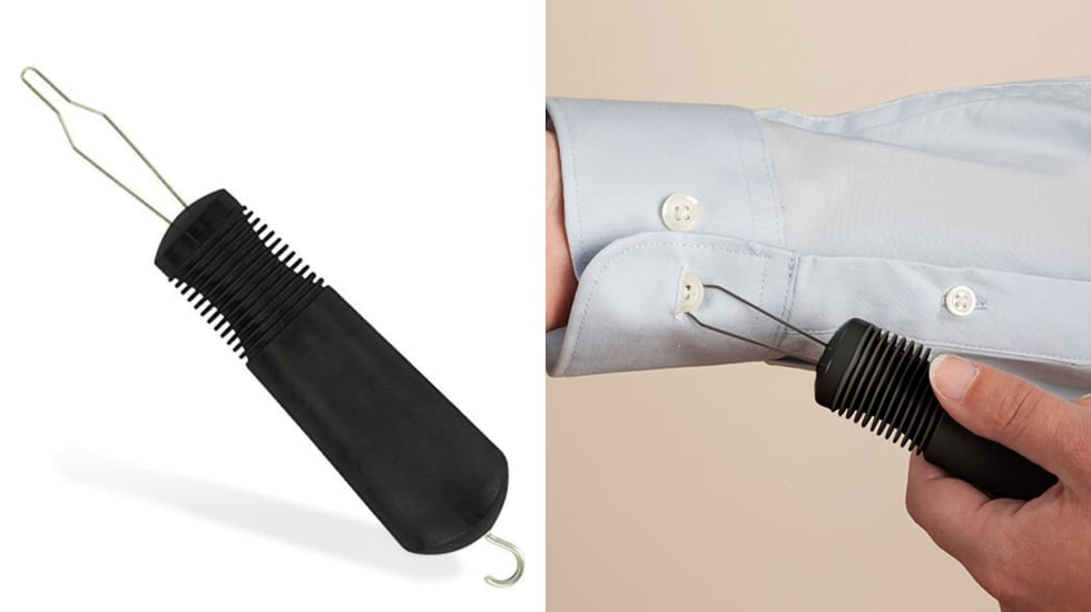 Gancho de botón auxiliar con tirador de cremallera.