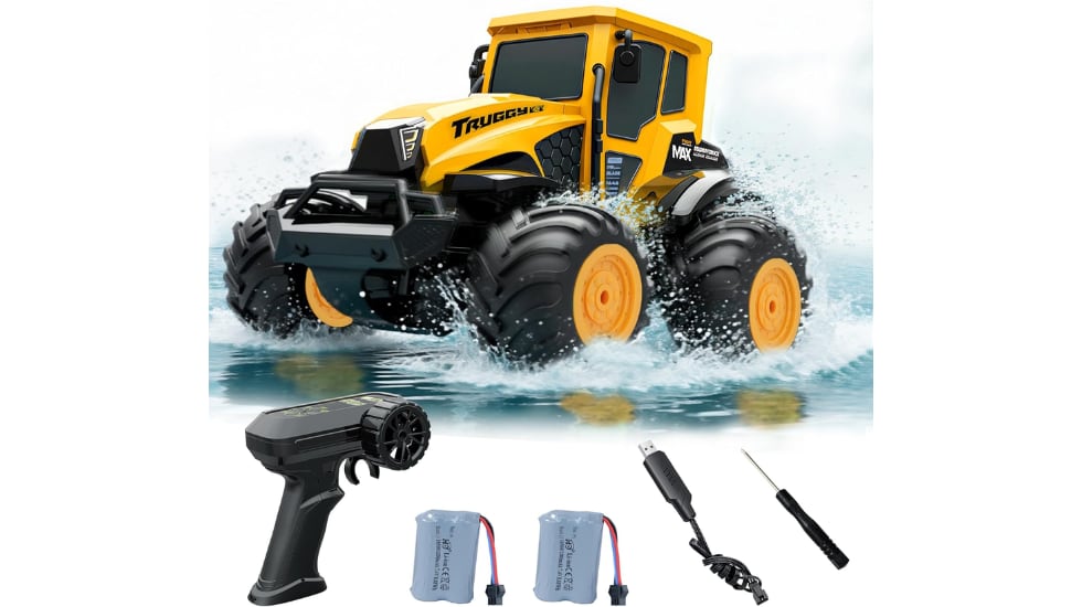 Coche teledirigido anfibio.