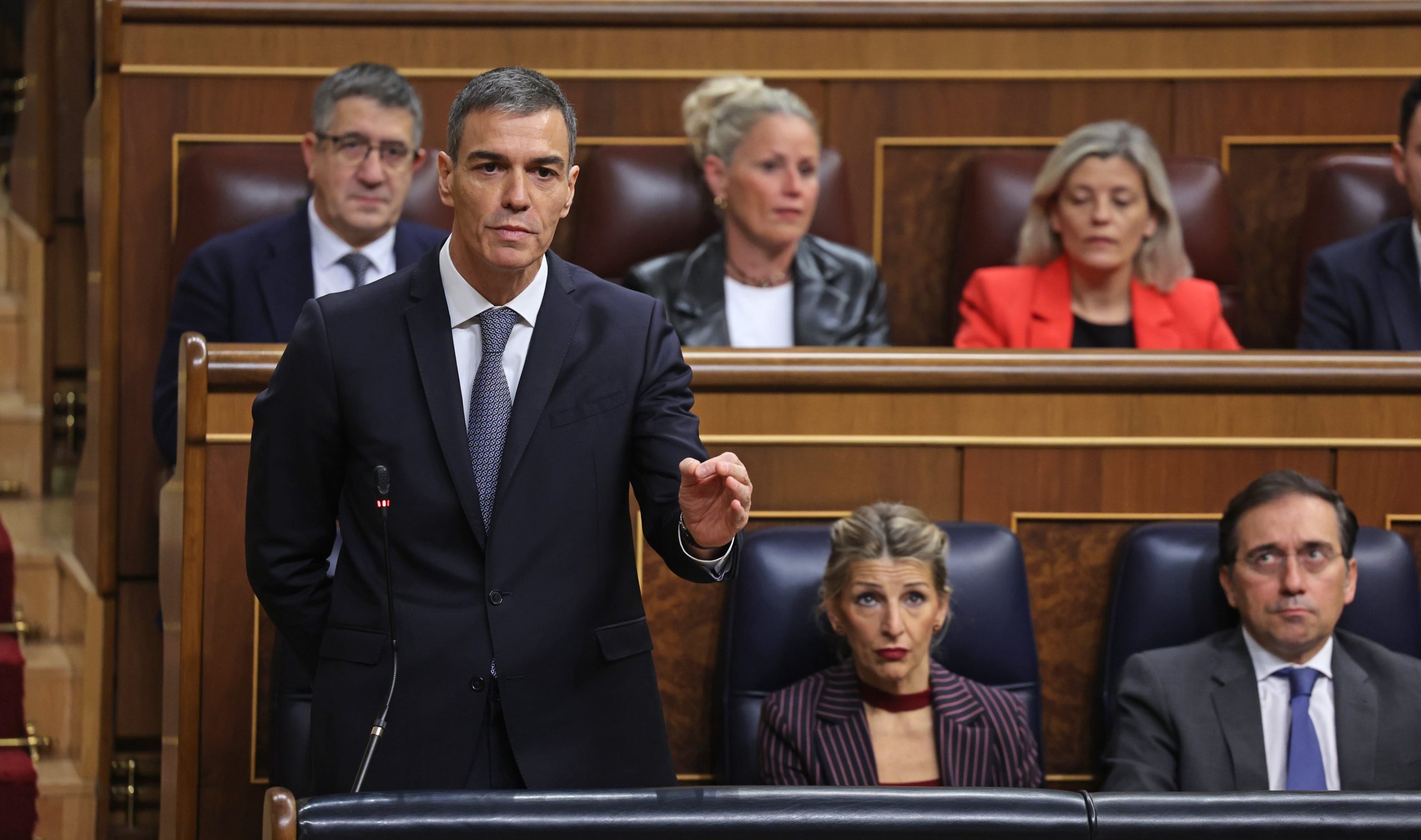 Pedro Sánchez, durante su intervención en la sesión de control al Gobierno este miércoles.
