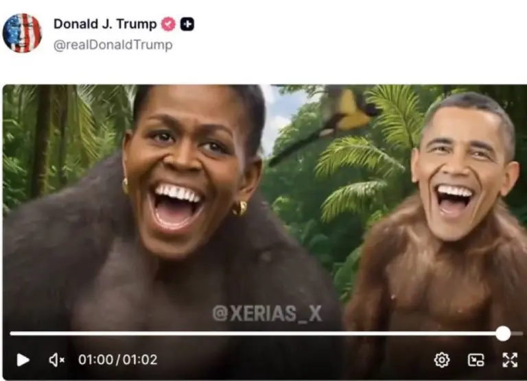 Obama lamenta falta de decoro en la política por vídeo racista compartido por Trump
