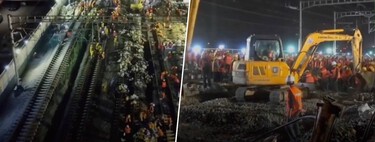 China necesitaba una estación de tren urgentemente, así que la montó en nueve horas con 1.500 obreros y 23 excavadoras 