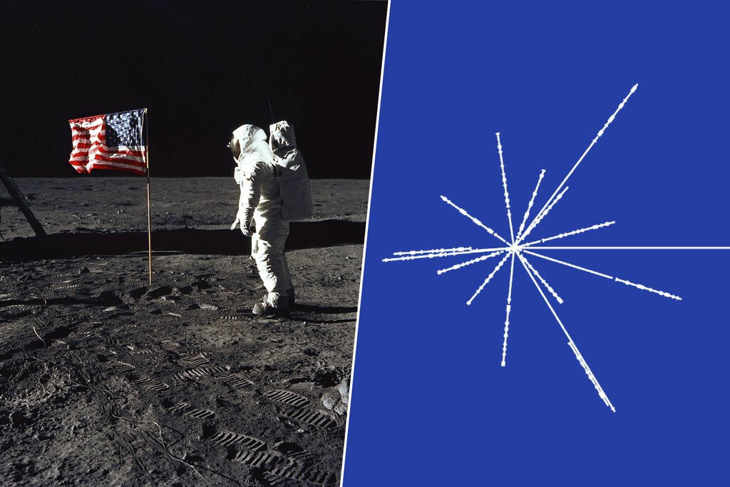 Hay una competición espontánea para diseñar la "Bandera de la Humanidad". Y el mejor diseño es un grabado de la Voyager