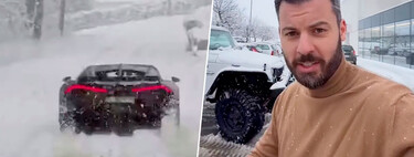 Mate Rimac saca el primer Bugatti Tourbillon a la carretera: le ha montado neumáticos de invierno para usarlo como quitanieves