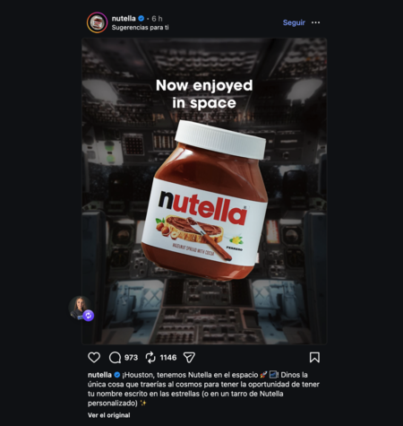 Nutella Instagram Artemis Publicidad