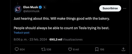 Mensaje de Elon Musk en X
