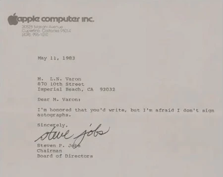 respuesta steve jobs firma autografo