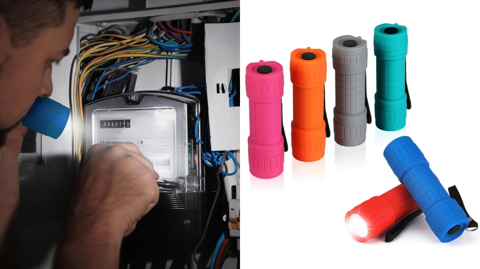 Juego de seis linternas led de tamaño bolsillo.