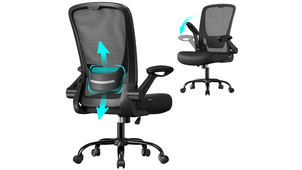 Silla de escritorio con soporte lumbar oscilante.