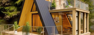 Amazon liquida una casa prefabricada triangular tipo bungalow a doble altura con baño y cocina por menos de 17.000 euros