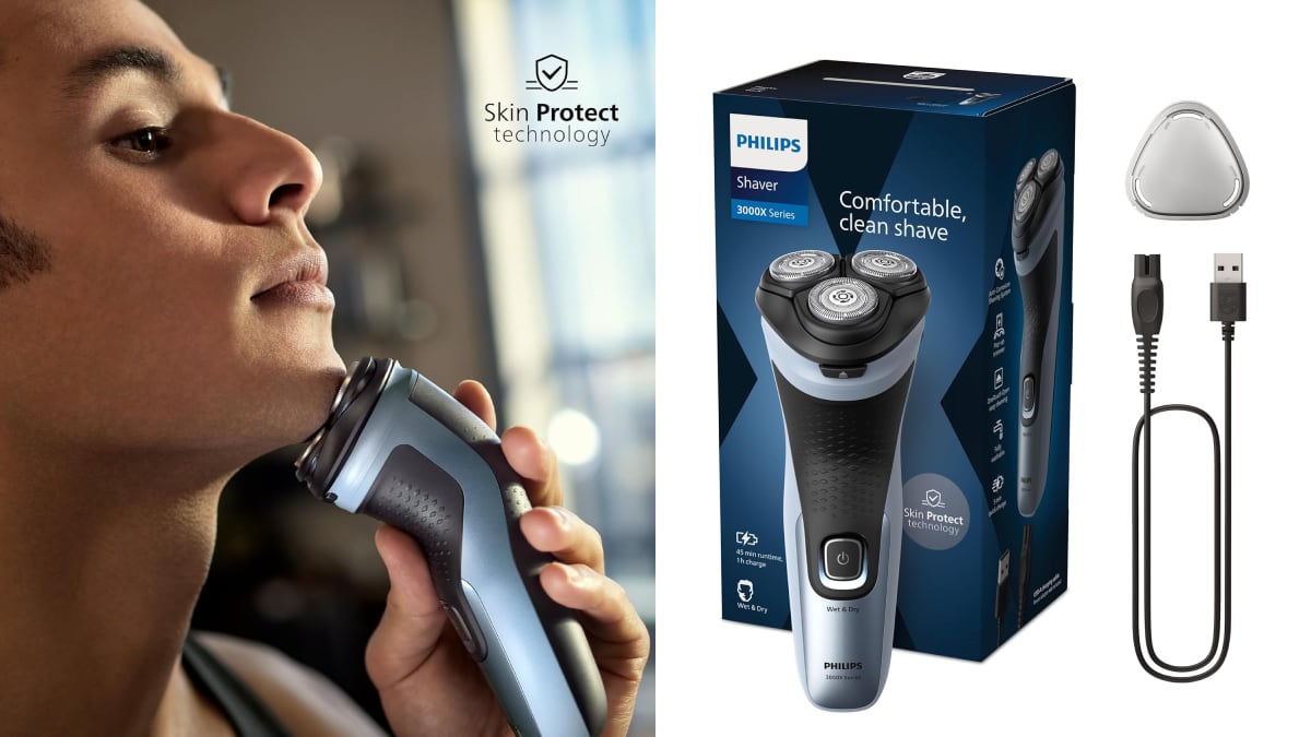 Afeitadora eléctrica Philips X3000 con 45 minutos de autonomía.