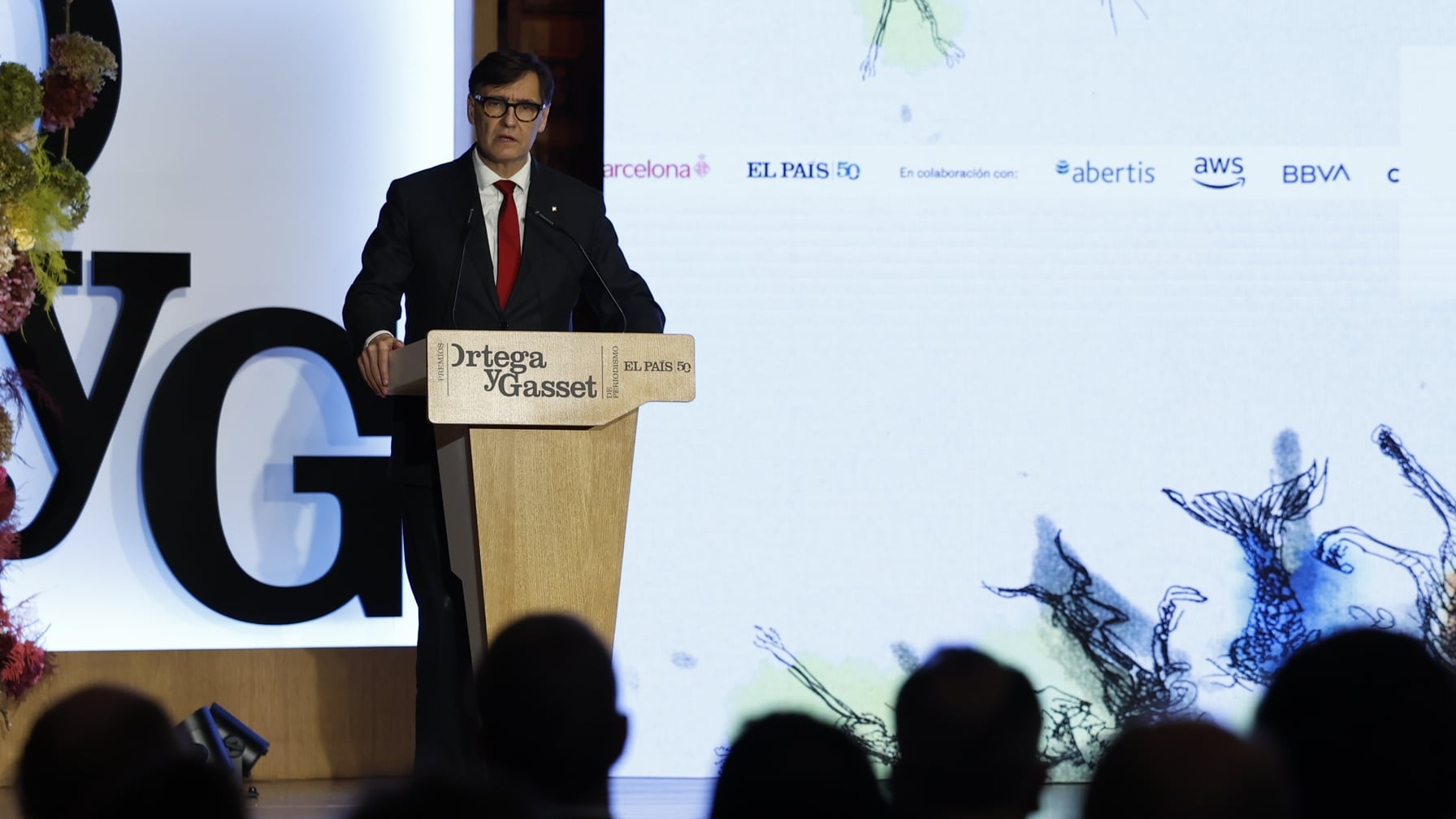 El president Salvador Illa, en un momento del discurso en la entrega de los  Premios Ortega y Gasset.