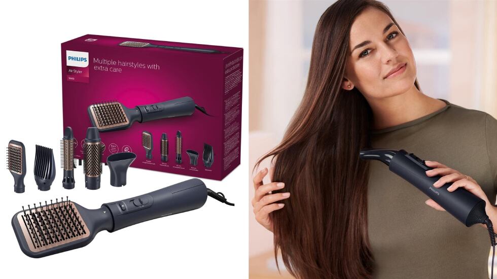 Cepillo moldeador Philips con cinco accesorios incluidos.