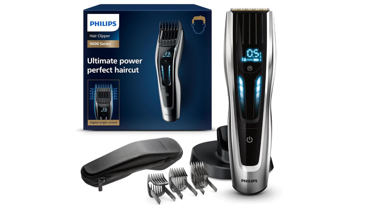 Cortapelos Philips Series 9000 con interfaz de cambio digital.