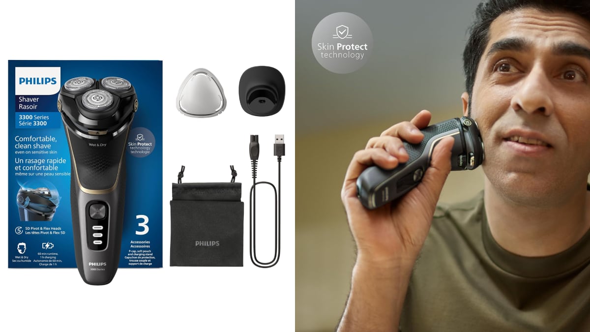 Afeitadora eléctrica Philips Serie 3000 con 60 minutos de autonomía.