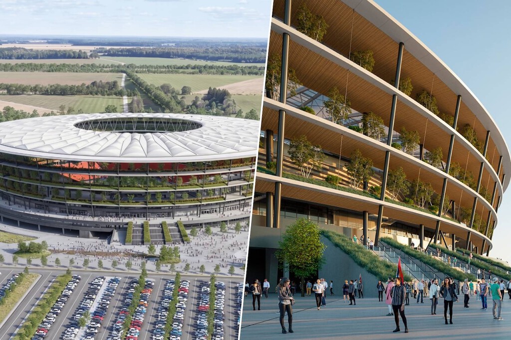 Serbia está construyendo el primer estadio de fútbol del mundo que es un jardín. China lo está fabricando con una precisión de cirujano 