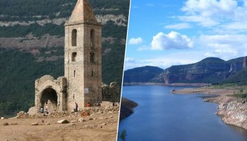 Hace 60 años hundieron una iglesia de mil años en un embalse de Barcelona. Solo la sequía la ha devuelto a la superficie