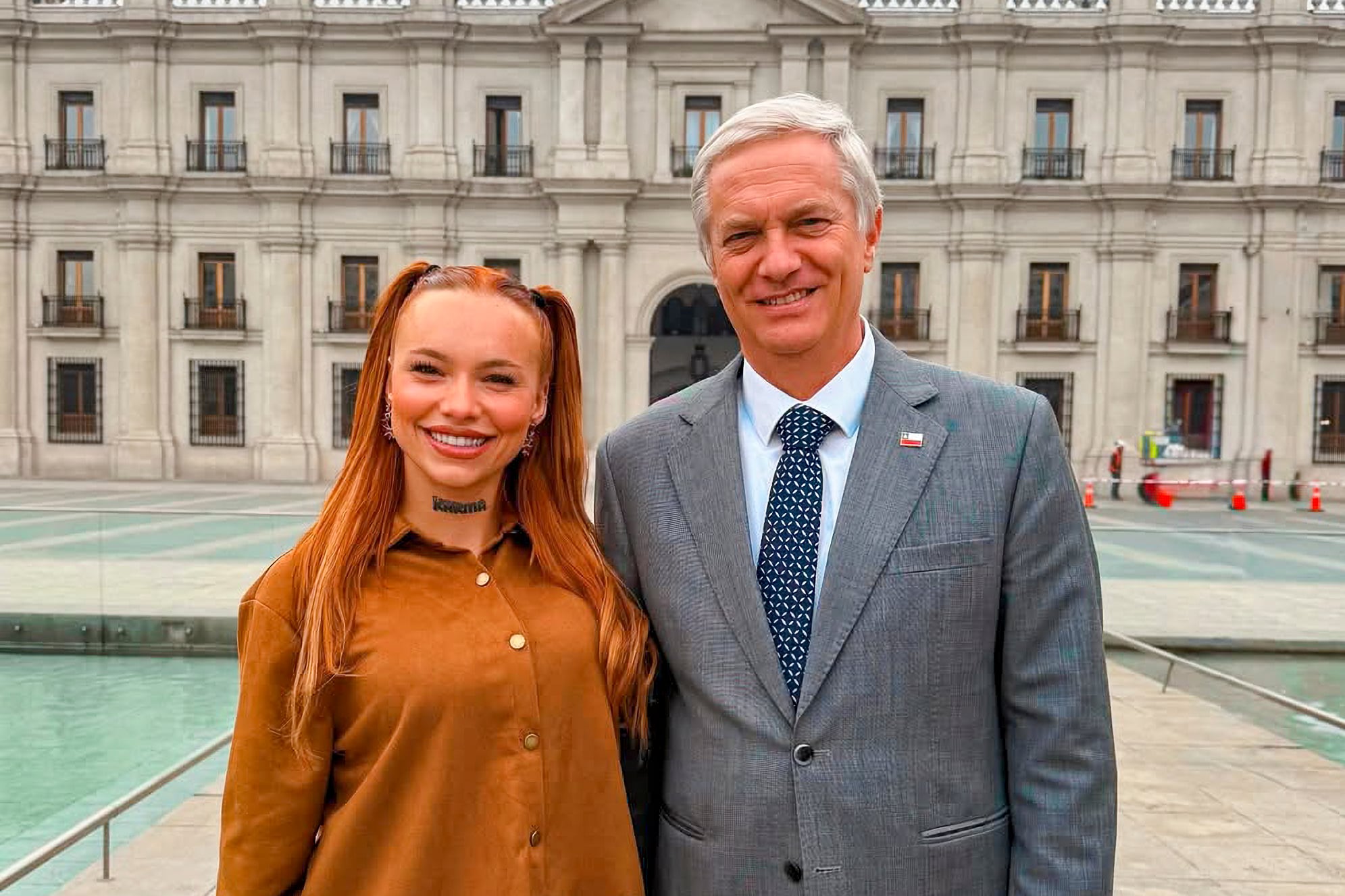 Angie Cornie y José Antonio Kast en Santiago, este miércoles.