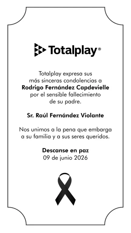 Totalplay lamenta fallecimiento de Rodrigo Fernández