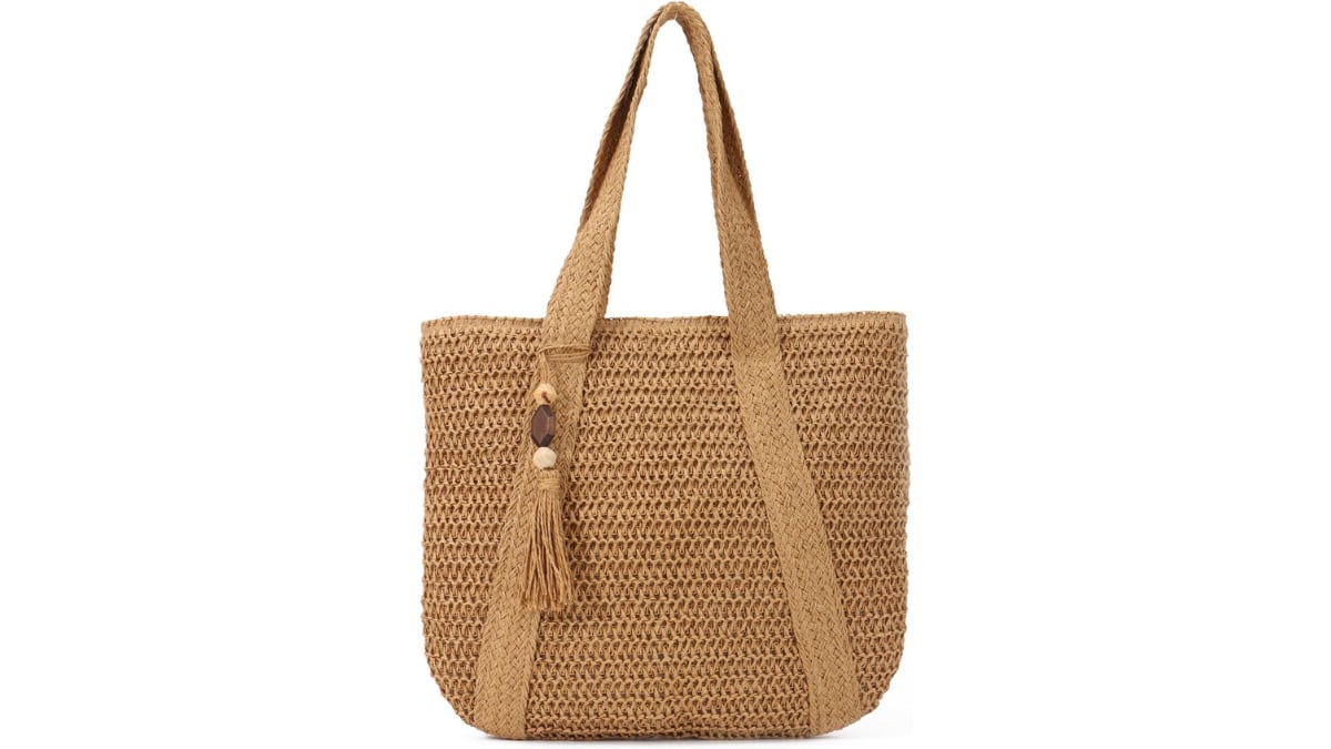 Bolso tote de rafia.