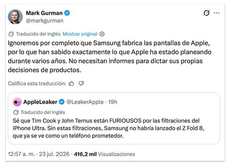Mark Gurman sobre el Samsung Galaxy y el iPhone plegable