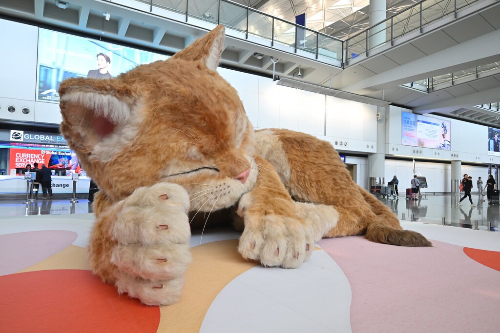 Hong Kong tiene algo que muchos aeropuertos querrían para sí. No es una nueva terminal: es un gato gigante interactivo 