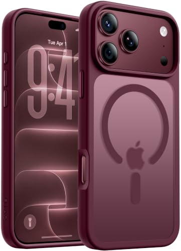 FLLAO Funda para iPhone 18 Pro/17 Pro, Compatible con Magsafe, Rojo Cereza