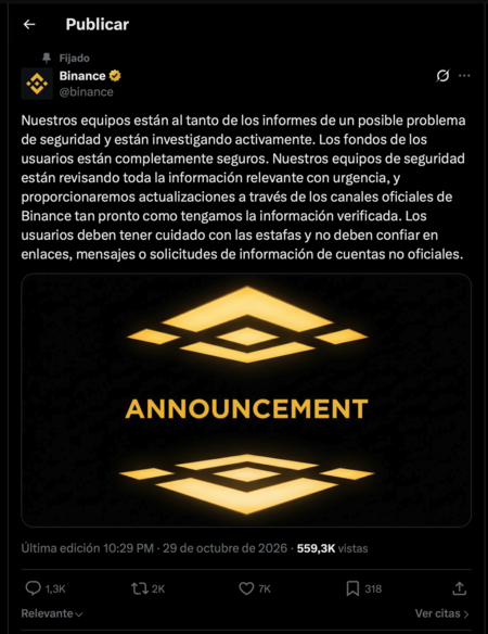 Mensaje De Binance