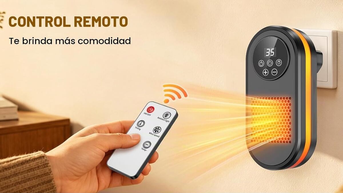 Calefactor con mando a distancia.
