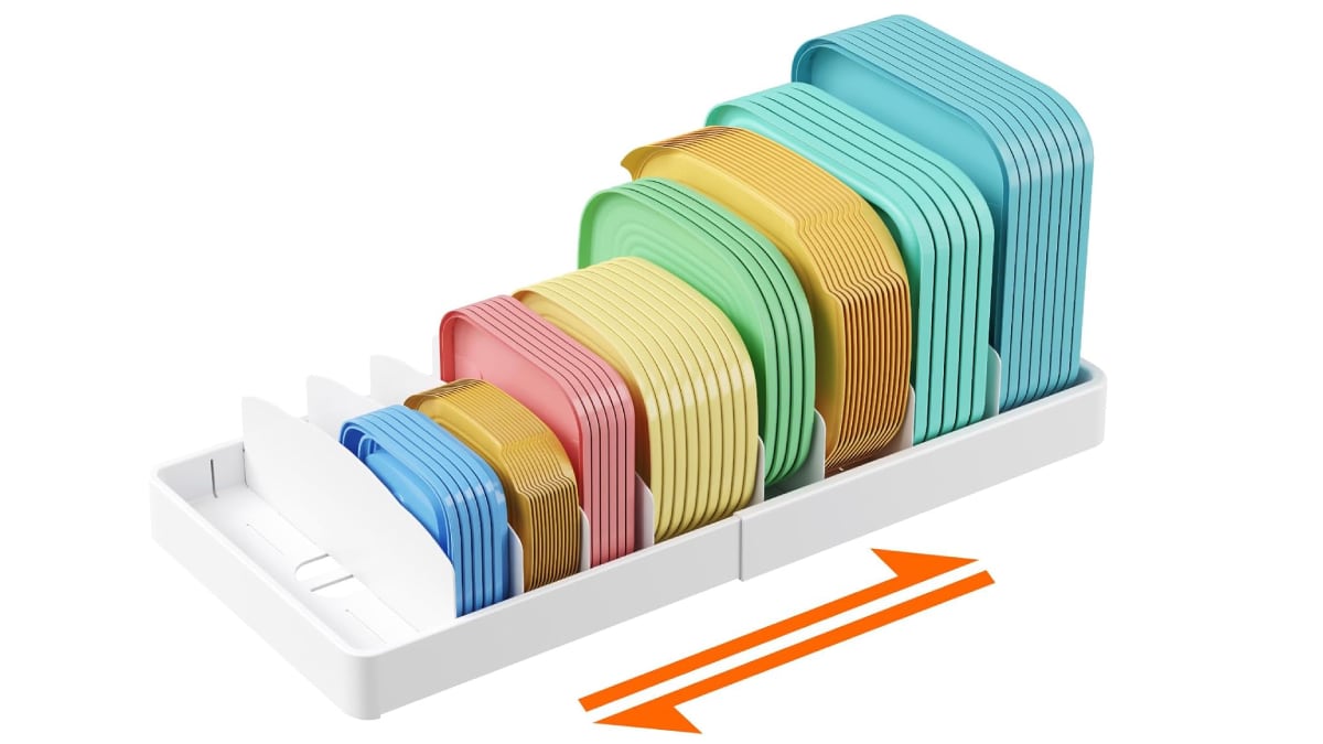 Organizador extensible para tapas de ‘tuppers’.