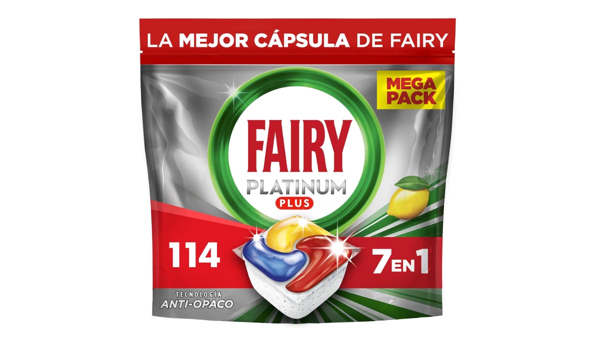 Lote de 114 cápsulas para el lavavajillas de Fairy Platinum.