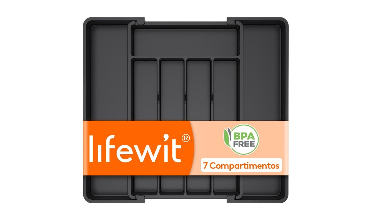 Bandeja organizadora para cubiertos con tamaño adaptable.