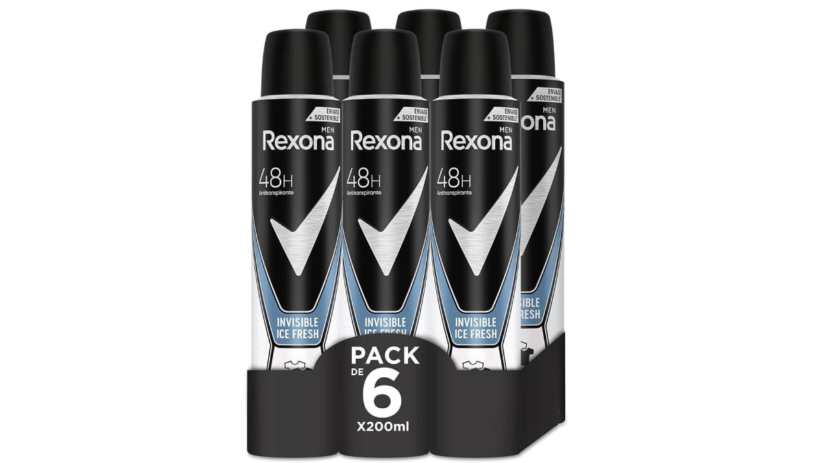Lote de seis desodorantes antitranspirantes, de Rexona.
