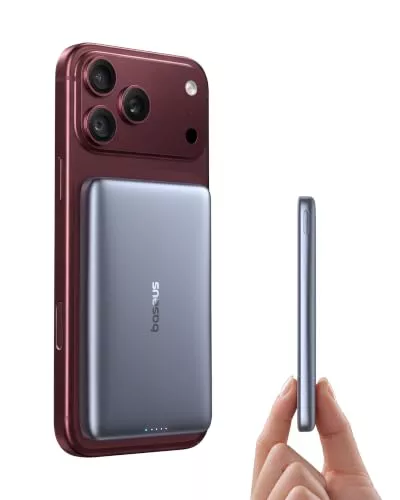 Baseus Picogo AM41 Power Bank, 10000mAh Qi2 Magsafe Powerbank 15W Wireless, Ultra Slim, PD 27W de Carga Rápida, Bateria Externa Magnética para iPhone 17/16/15/14/13/12, Gris