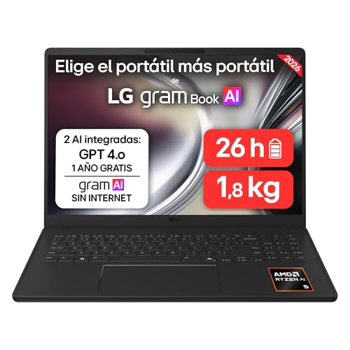 LG gram 16UD55U-G.AX55BN - Ordenador Portátil, 16 GB RAM, 512 GB SSD, 16"