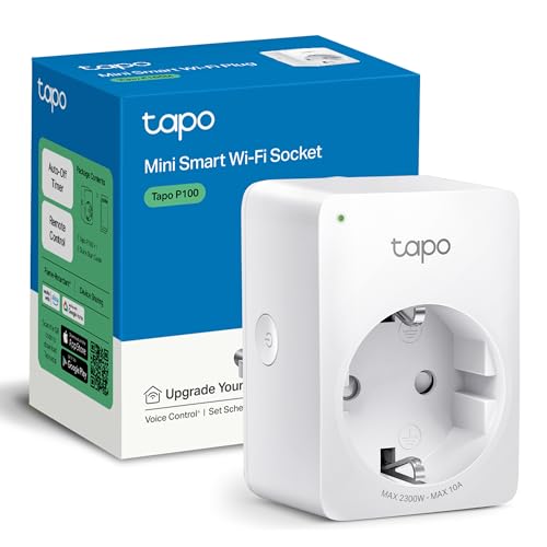Tapo P100 - Enchufe Inteligente WiFi, Programa Horarios, Control App/Voz | Programa Horarios y Temporizadores. Modo Ausente. Control App Tapo. Control Voz Alexa/Google. Fácil Configuración.