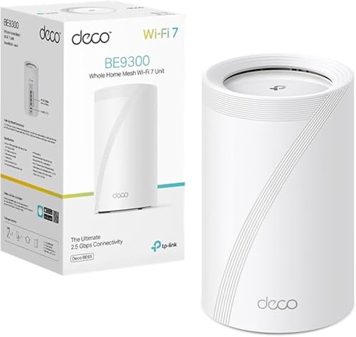 TP-Link Deco BE65 (1-Pack) - Sistema WiFi 7 Mesh, BE9300 Tribanda, MLO | Cobertura para Toda la Casa. Red Unificada. Conecta 200 Dispositivos. 4 Puertos 2.5GE. Control Parental. App Deco