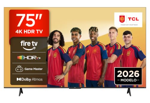 TCL 75V6D Televisor 75 Pulgadas 4K UHD Smart TV, Fire TV, Alexa Integrado, Dolby Vision & Atmos, Game Master, HDR10+, Control por Voz