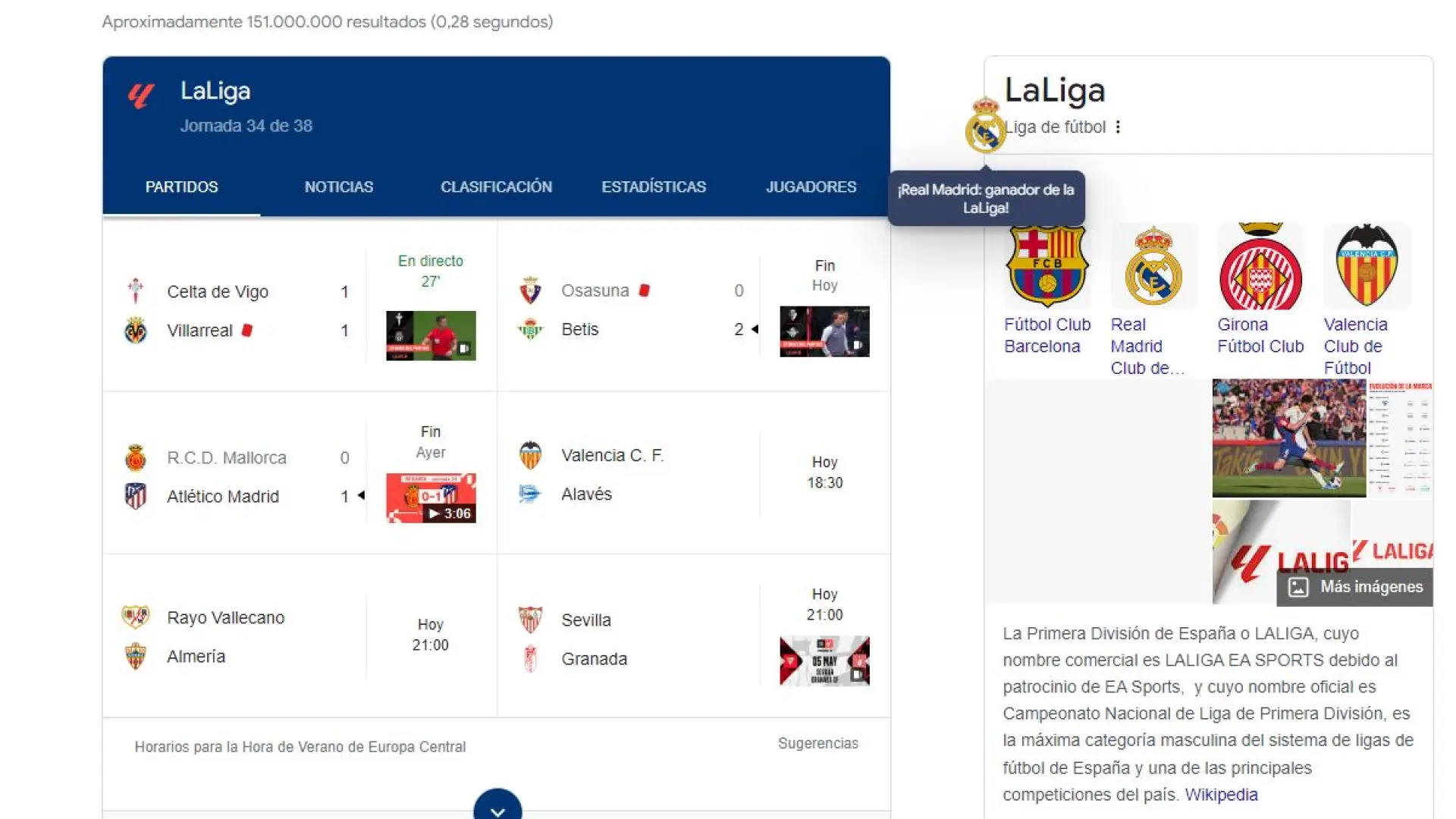 El detalle de Google con el Real Madrid tras proclamarse campeón de LaLiga