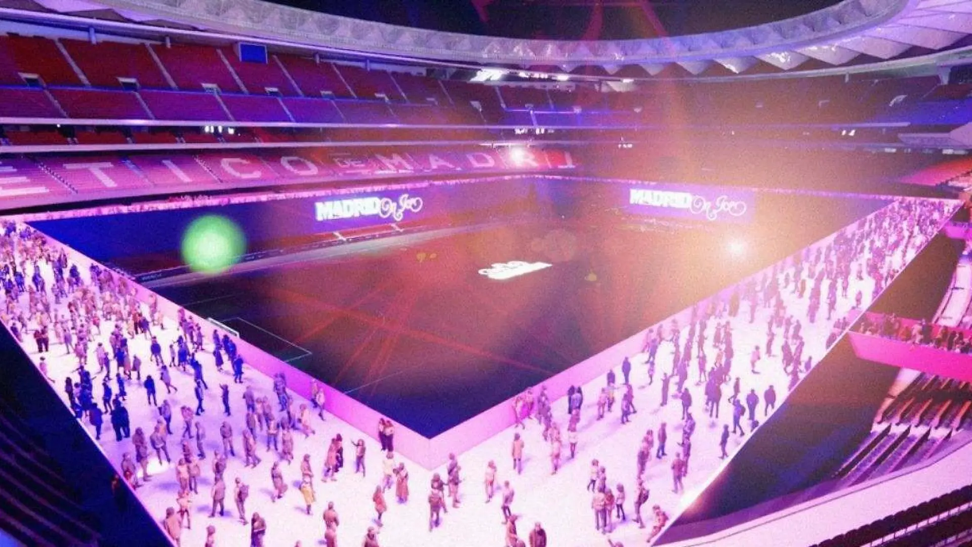 El Atlético de Madrid convierte el estadio Metropolitano en una pista de hielo gigante para patinar en Navidad