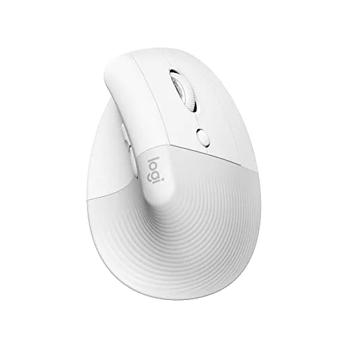 Logitech Lift for Mac, Ratón inalámbrico ergonómico, Clics discretos, Smartwheel silencioso, 4 botones personalizables, Bluetooth, Para macOS/iPadOS/MacBook Pro/Macbook Air/iMac/iPad, OffWhite