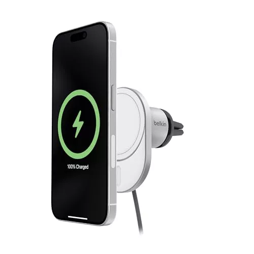 Belkin BoostCharge Pro Cargador Magnético Inalámbrico para Coche con Qi2 de 15W, Cargador inalámbrico Compatible con MagSafe para iPhone Series 16, 15 y más, Cable USB-C a USB-C de 1,5m incluidos