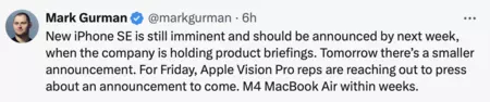 Información de Mark Gurman sobre el iPhone SE 4 en X