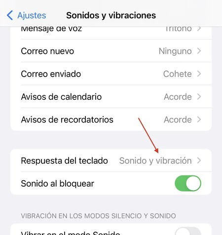 ios 16 respuesta teclado vibración