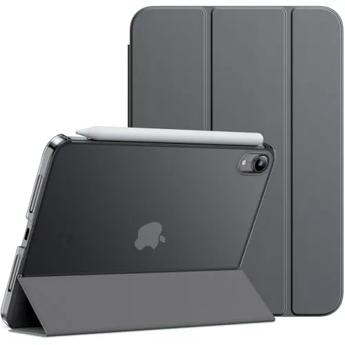 JETech Funda para iPad Mini (A17 Pro, 2024 Modelo, 7.ª Generación) / Mini 6 (2021 Modelo, 6.ª Generación), Soporte Delgado con Respaldo Rígido Carcasa con Auto-Sueño/Estela (Gris Espacial)