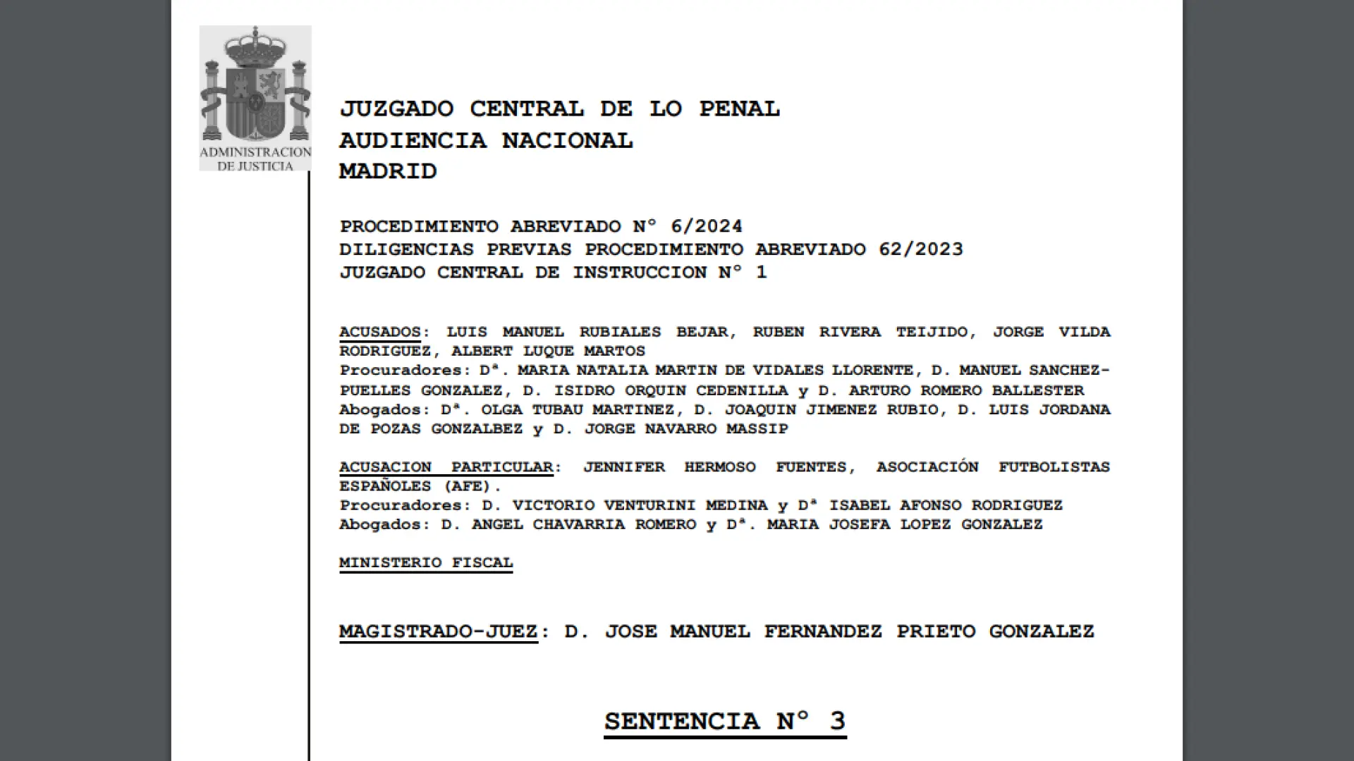 Consulta la sentencia íntegra a Luis Rubiales por el beso a Jenni Hermoso